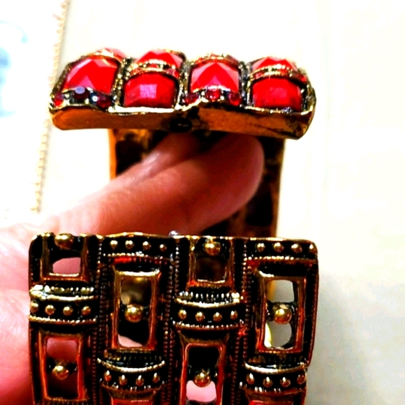 Red & Gold Cuff Bracelet - Picture 3 of 4